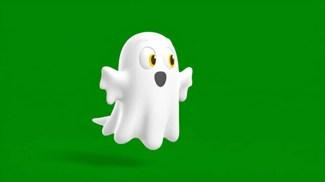 White cartoon ghost character with surprised expression