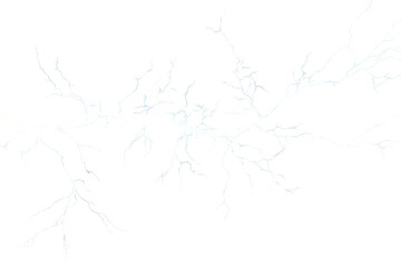 Fototapeta premium White lightning bolt striking, demonstrating raw power and electricity with branches, isolated on transparent background