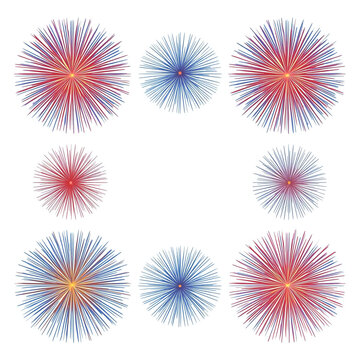 Red and blue stars falling border design
