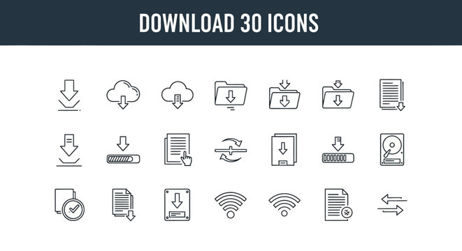 Download icons for various digital services.