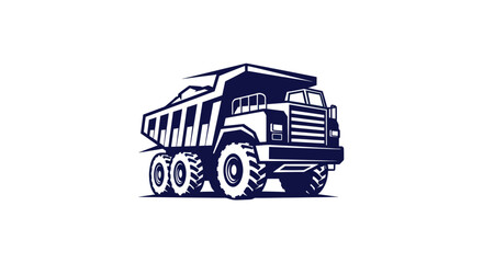Heavy Duty Mining Dump Truck Illustration, Industrial Vehicle Icon © afgan