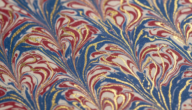 Traditional Italian Florentine marbled paper texture with gold veins