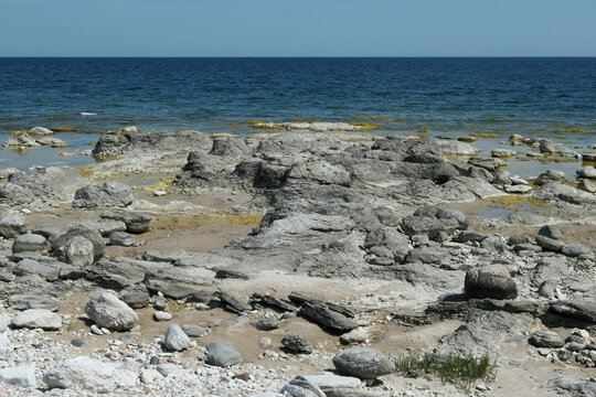 Beach at Holmudden at the northeastern part of Faro, Gotland, Sweden.
