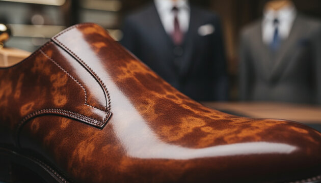 Luxury Museum Calf leather texture with mottled cloudy amber patina