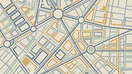 Abstract city map illustration with streets and roundabouts. © reno