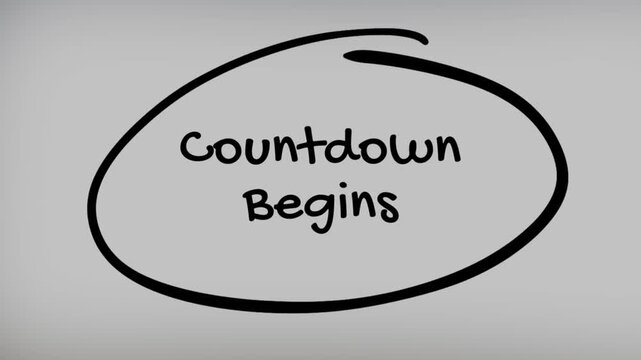 Countdown Begins Hand Writing Text on Glass Screen