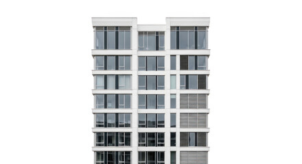 Obraz premium Modern apartment building facade with many windows on transparent background high quality professional