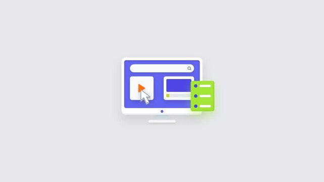 Flat lay of a computer screen with a pop-up window and a green chat box on a light gray background.