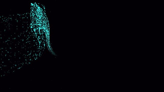 Teal Green Glowing Particle Swirl Flowing Magic Dust Dark Background