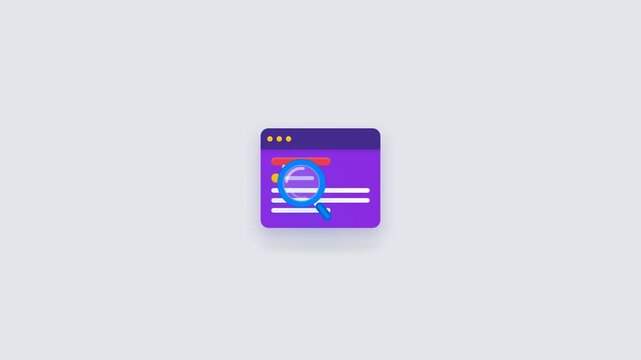 A close-up shot of a purple web browser window with a colorful logo on a clean white background with a modern and techy mood.