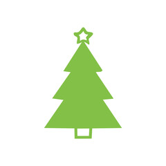 Fototapeta premium Green christmas tree icon with star