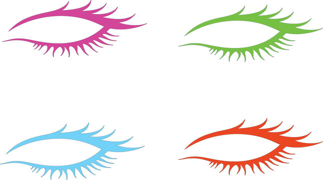 elash extensions vector set in various vibrant colors isolated on white