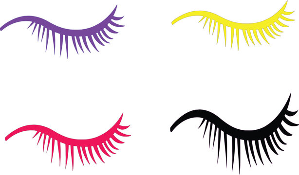 elash extensions vector set in various vibrant colors isolated on white