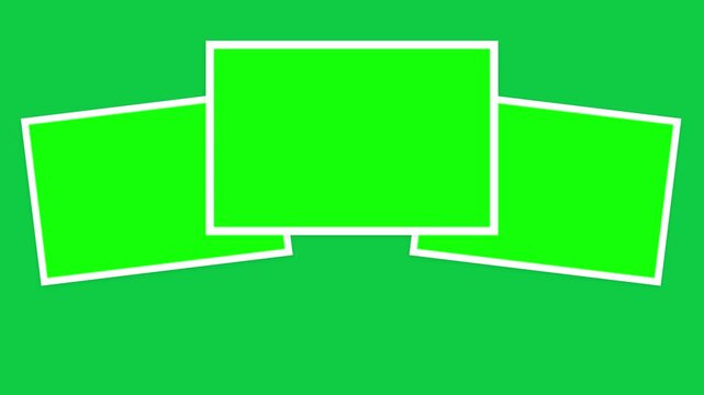 Polaroid frame collage bright green background, overlapping rectangles, playful modern layout, ideal for creative projects, digital design, and scrapbook mockups.