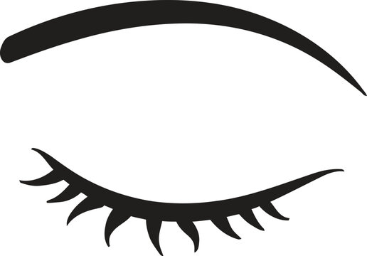 Stylized Closed Eye with Elegant Eyelashes and Eyebrow