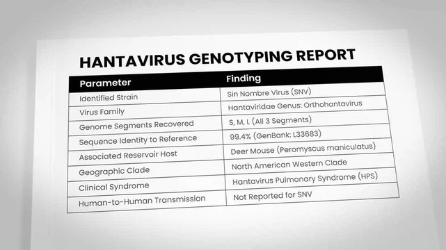 Hantavirus genotyping report details Sin Nombre Virus findings