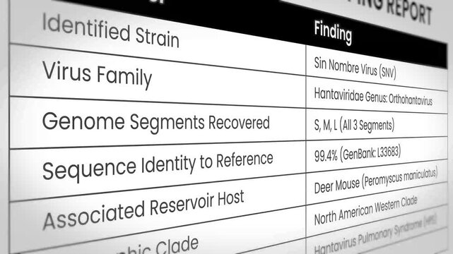 Hantavirus genotyping report details Sin Nombre Virus