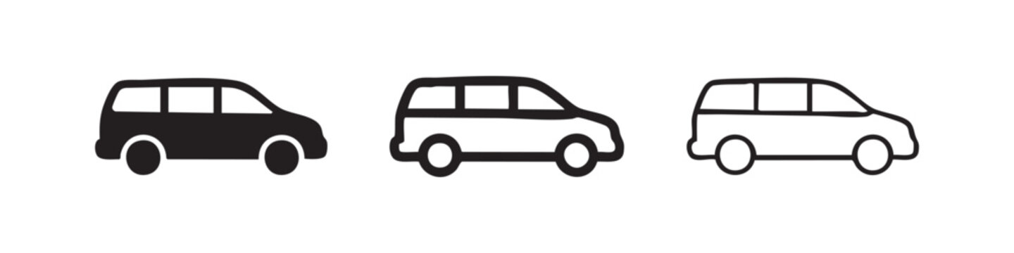 Minivan Family Car Vehicle Icon Set
