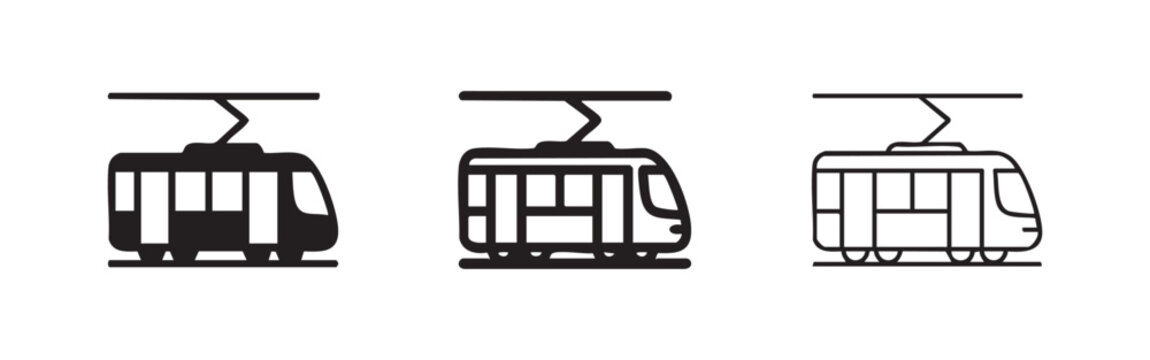Modern Tram Light Rail Urban Transit Icons