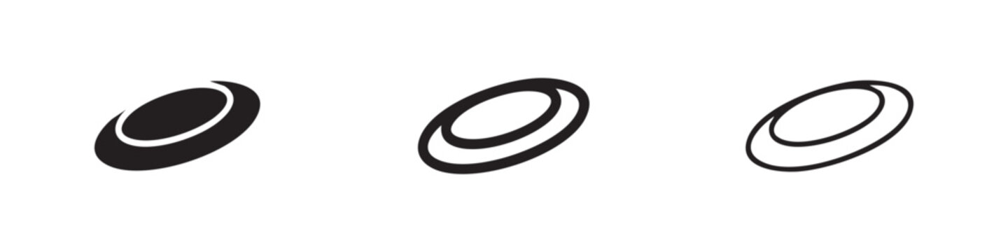 Clay Pigeon or Frisbee Disc Icons for Shooting Sports and Outdoor Recreation