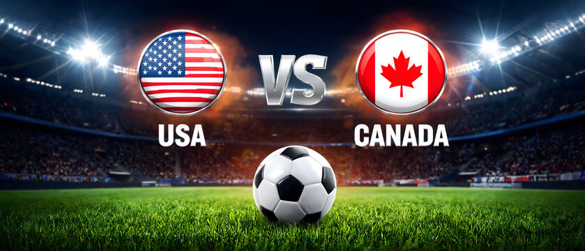     International soccer match concept with USA and Canada national flags