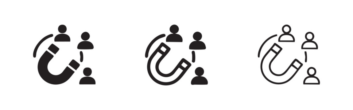 Customer magnet icon set for attracting people