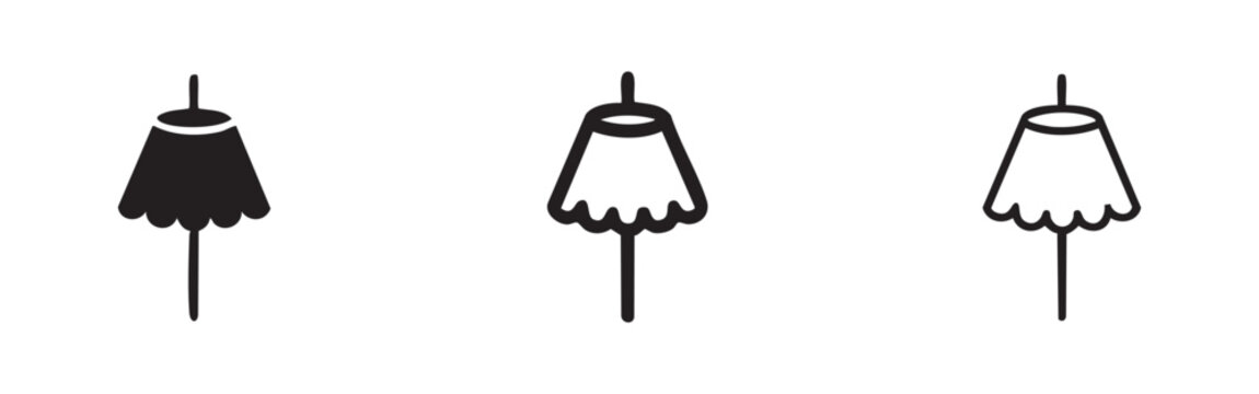 Lamp shade icons: solid, outline, minimalist