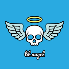 Obraz premium cartoon holy skull with wings - lil angel tattoo