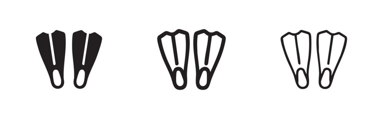 Swim Fins / Flippers Icon Set - Aquatic Sports and Diving Equipment © liubomir118809