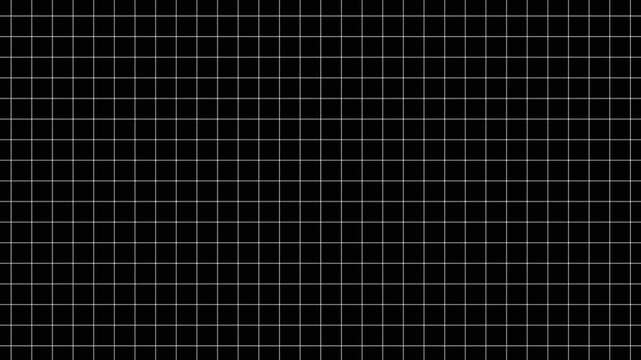 White grid lines on black background graph paper. White grid lines for architectural or technical drawing. White grid lines animation for mathematical coordinate system.