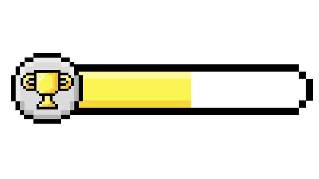 Digital progress bar with a golden trophy icon symbolizing exciting achievement and continuous advancement
