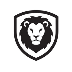 Fototapeta premium Lion head shield emblem black and white