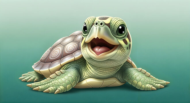 Smiling turtle cartoon character