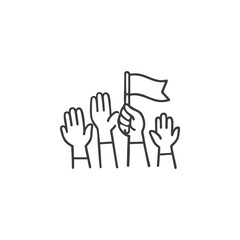 Fototapeta premium Raised Hands Holding Flag Vector