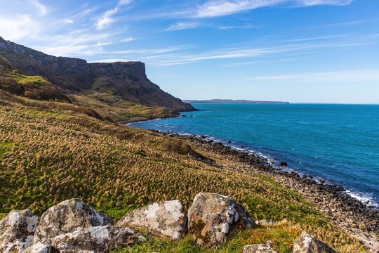 Taken from Murlough Bay, the distinctive 200 metre high Fair Head Mountain Cliff in County Antrim, N. Ireland