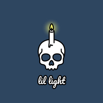 cartoon candle skull - lil light rest in peace tattoo