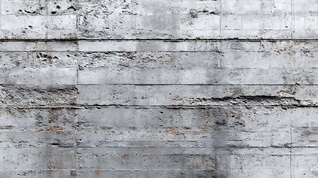 Close-up view of a rough, weathered concrete wall with horizontal lines and textured imperfections.