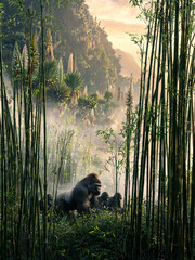 Fototapeta premium Bwindi Forest Landscapes and Mountain Gorillas
