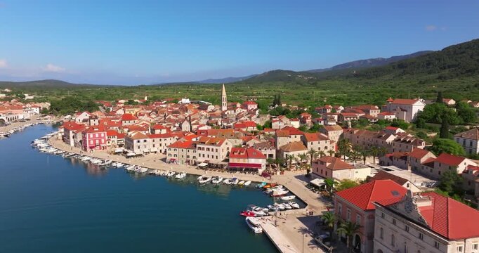 Aerial View of Stari Grad Plain on Hvar Island, Croatia