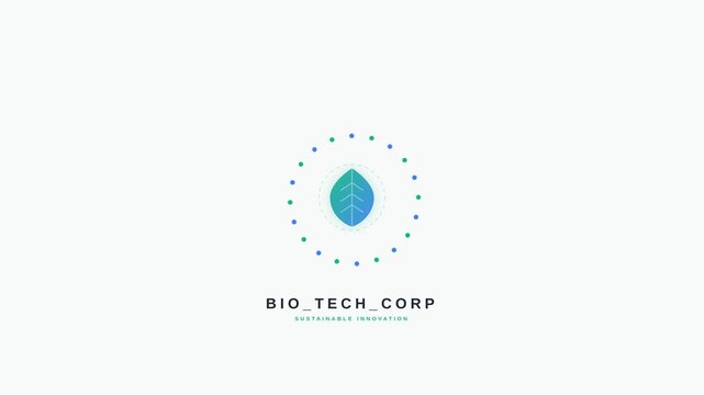 Sustainable Biotech Corporation Logo Reveal with Organic Leaf Icon Motion