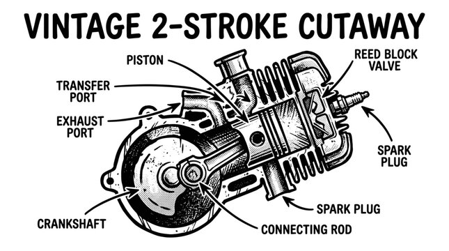 Vintage 2 Stroke Engine Cutaway 1.