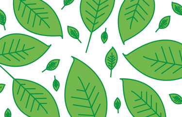 Seamless Green Tropical Leaves Pattern on White Background Vector © rimbun