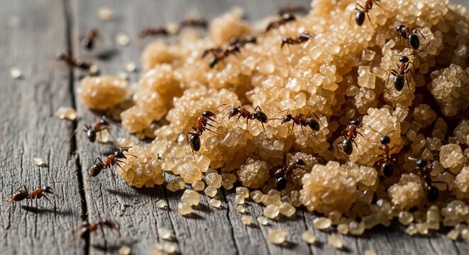Ants on sugar crystals