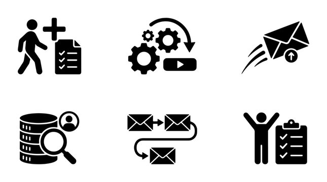 Business Process Icons, Workflow Management Icons, Email Marketing Icons, Data Analysis Icons, Project Management Icons, Success Icons, Vector Set