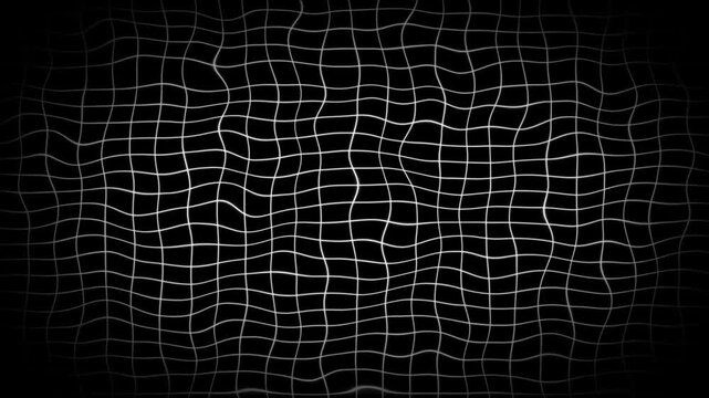 Black background with animated waving white wireframe grid line fit for alpha channel or overlay layer. Loop abstract motion background for technology, science, blueprint, or infographic concept