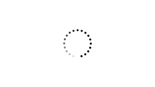 dots spinning animation Loading wheel animation - Animated spinning load icon with alpha layer transparent background. downloading process icon. 4k video.