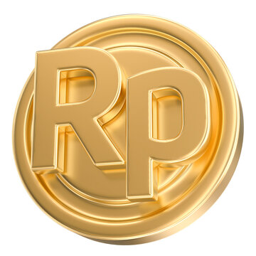 Indonesian rupiah 3D gold coin