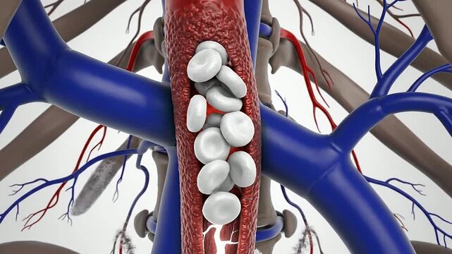 3D Medical Illustration Of Human Cardiovascular System Highlighting Arteries, Veins, And Blood Flow In Detail, Focusing On Circulatory Health And Anatomy