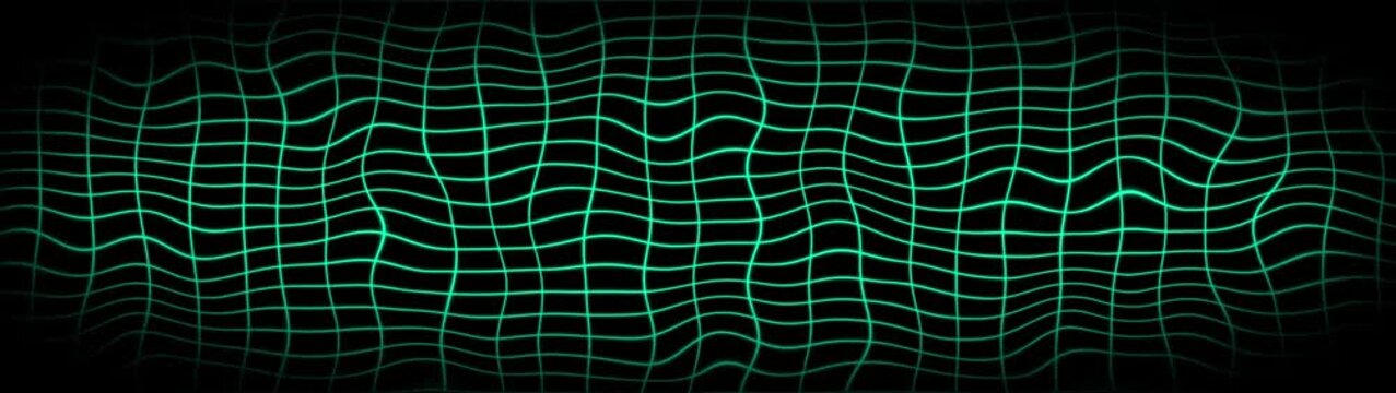 Black background with animated waving green wireframe grid line fit for alpha channel or overlay layer. Loop abstract motion background for technology, science, blueprint, or infographic concept