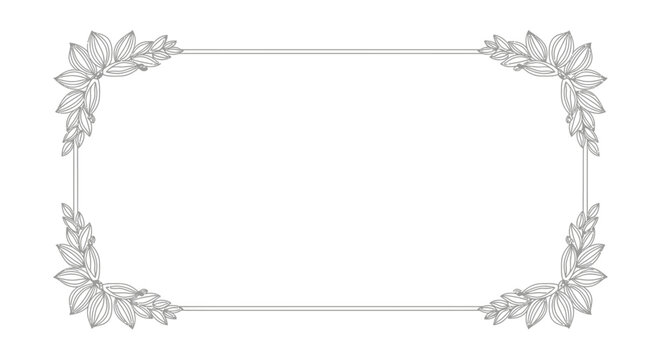 An elegant floral border frame with leaves and flowers surrounds empty space